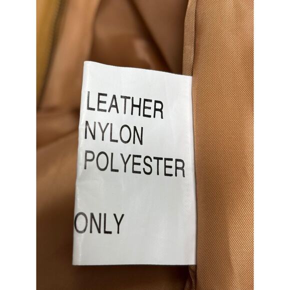 Leather Jacket Mens Large Tan Beige Zip Front Classic Casual Outerwear Coat - Picture 3 of 6